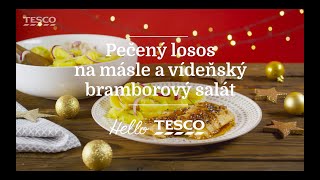 Tesco Recepty  Pečený losos na másle a vídeňský bramborový salát [upl. by Dnaltiac]