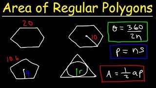 Area of Regular Polygons  Hexagons Pentagons amp Equilateral Triangles With Inscribed Circles [upl. by Durham963]