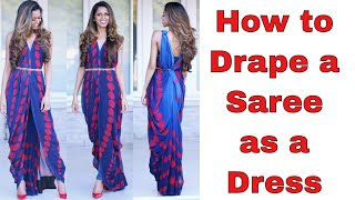 How to Drape a Saree as a Dress  Tia Bhuva [upl. by Ettennil]