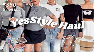 350 YesStyle tryon haul 🎀 aesthetic clothes kbeauty trendy cute coquette  acubi [upl. by Kordula]