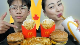 McDonalds Mukbang BIG Mac Burger amp McChicken Meal with Cheesy Poutine Meal  NE Lets Eat [upl. by Safir]