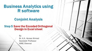 Business analytics using R for MBAPGDM Conjoint Analysis Step 5 [upl. by Otreblig]