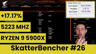 Ryzen 9 5900X Undervolt amp Overclock to 5223 MHz With X570S Aorus Master  SkatterBencher 26 [upl. by Anitsyrc594]