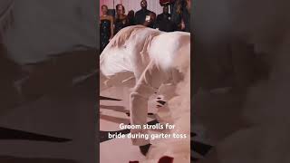 Groom Strolls for bride during garter toss wedding love weddingreception [upl. by Ehud]