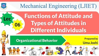 L 06 Functions and Types of Attitudes  Organizational Behaviour  Mechanical [upl. by Baggott]