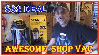 Stanley Vacuum 4 Gallon 4 Horsepower  Amazon deal  Three legged custom sawhorse update too [upl. by Lindo109]