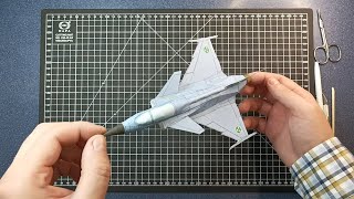 The fourth generation fighter Saab JAS 39 Gripen Gryphon from PAPER  How to make an airplane [upl. by Vickie303]