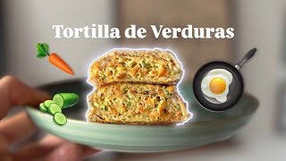 Haciendo tortilla de verduras en sartén de acero inoxidable [upl. by Leora]