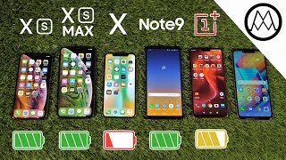 iPhone XS  XS Max vs Galaxy Note 9 vs iPhone X Battery Life DRAIN TEST [upl. by Ruhtra]