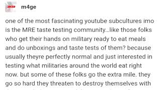 One Of The Most Fascinating YouTube Subcultures The MRE Taste Testing Community [upl. by Audre]