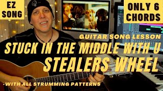 Stealers Wheel Stuck In The Middle With You Guitar Lesson No Barre chords [upl. by Noyar]