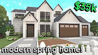 35k Spring Modern Bloxburg House Build 2 Story Exterior Tutorial [upl. by Orr]