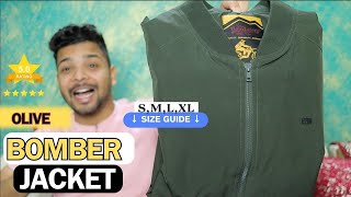 🔥🔥Bomber Jacket Size guide  Roadster Bomber Jacket for men  Olive Green  Bomber jacket under 1000 [upl. by Rahal116]