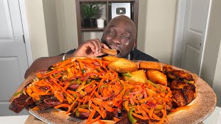 JAMAICAN ESCOVITCH FISH AND BAMMY RECIPE MUKBANG EATING SHOW [upl. by Emelun]