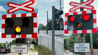 Seaton Tramway Trams at Colyford Level Crossing Devon [upl. by Cuthbertson]