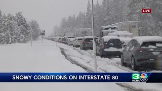 California Spring Storm Coverage  I80 Highway 50 closed amid Sierra spinouts on Saturday [upl. by Malone]