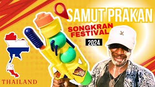 Songkran Festival 2024 in Samut Prakan Thailand 🔫 🇹🇭 [upl. by Braeunig]