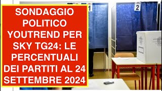 SONDAGGIO POLITICO YOUTREND PER SKY TG24 LE PERCENTUALI DEI PARTITI AL 24 SETTEMBRE 2024 [upl. by Aicrop]