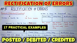 5 Rectification of Errors  Posted  Debited  Credited  By Saheb Academy [upl. by Dierolf]