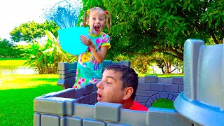 Nastya and dad play with water toys in the park  Inflatable Toys Video for kids [upl. by Dranyar]