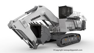 Blender Rigging Liebherr R9200 Backhoe Attachment Mining Excavator 3D Model [upl. by Nohsar]