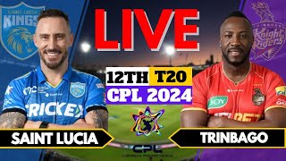 Saint Lucia Kings vs Trinbago Knight Riders Live SLK VS TKR LIVE CPL LIVE 2024Match12 [upl. by Alahc]