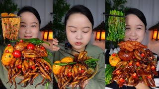 EATING SPICY Food  Chicken Fish Squid And Pork Belly  ASMR MUKBANG [upl. by Roddy272]