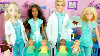 New Barbie Baby Doctor  Dr Elsa amp Anna Take Care of Babies at Hospital Playset [upl. by Mines807]