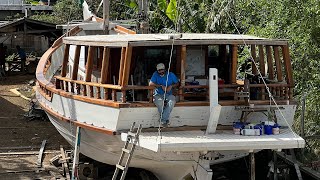 Complete tear down and rebuild of our rescued wooden boats pilothouse — Sailing Yabá 155 [upl. by Noraed]