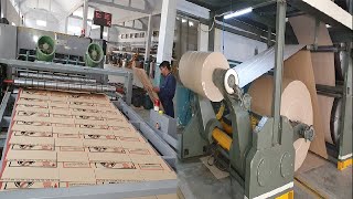 So Cool Interesting Huge Production Line to Make Corrugated Carton Boxes with Paper Roll [upl. by Ahsiekyt]