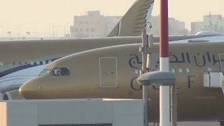 Takeoffs Landings and Static aircraft at Bahrain International Airport [upl. by Julie]