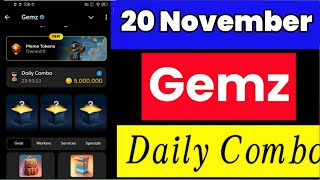 Gemz daily combo today 20 November  gemz daily combo card  today Combo gemz [upl. by Welles]