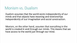 Monism vs Dualismus in social sciences [upl. by Merola]