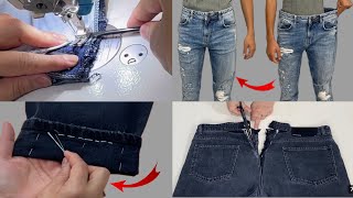 ✅💥 stop using outdated technigues  4 genius ideas for making jeans to fit your size [upl. by Acisej]