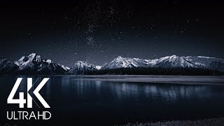 8 Hours Nighttime Ambience  4K Grand Teton and Milky Way  Nature soundscapes [upl. by Sneve]