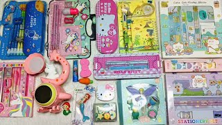 Pink colour huge stationery collection unicorn stationery set hello kitty pencil box eraser [upl. by Tommie]