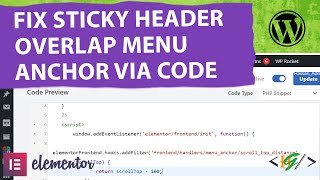 How to Fix Sticky Header Overlap Menu Anchor using Custom Code in Elementor Pro WordPress [upl. by Esom]