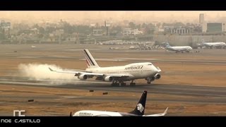 Air France Boeing 747  Aterrizaje duro en Ciudad de México [upl. by Amliw]