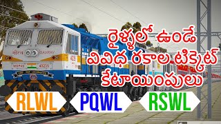 What are the Different Types of Waiting List Tickets  What is GNWL RLWL PQWL amp TQWL in Telugu [upl. by Durrett]