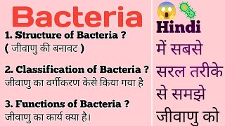 Bacteria Structure Classification Functions  हिंदी  जीवाणु का वर्गीकरण और कार्य हिंदी में [upl. by Ahsieken719]