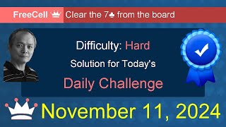 Microsoft Solitaire Collection FreeCell  Hard  November 11 2024 [upl. by Ecnarrot83]