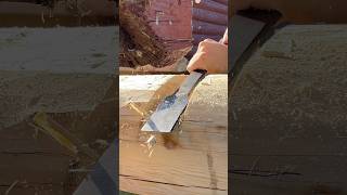 Replacing bottom sills on log storehouse 🪓 woodwork build shorts [upl. by Nowed355]