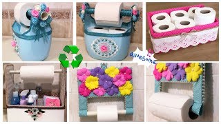 GERİ DÖNÜŞÜM İLE 4 FARKLI TUVALET KAĞITLIĞI YAPIMI  MAKING TOILET PAPER STORAGE [upl. by Adriaens259]