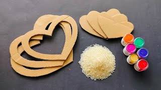 How to make wall hanging using cardboard and rice Sweet home craft idea [upl. by Relyhs637]