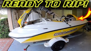 Getting the Seadoo Sportster Speedster Jet Boat Ready For Water [upl. by Dulcle]