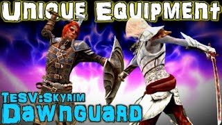 Dawnguard Unique Weapons amp Armor Guide DLC  TESV Skyrim Special Edition [upl. by Ellenyl]