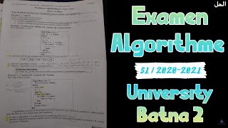 Examen Algorithme S1 Corrigé  Univ Batna 2 20202021 [upl. by Gatian258]