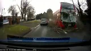 Storm Eunice Terrifying moment bus crashes into falling tree [upl. by Allain]