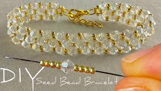 Easy Seed Bead Bracelet Tutorial for Beginners How to Make Bracelets with Beads and Crystals [upl. by Fayola]