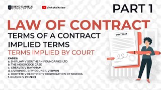 LAW OF CONTRACT PT 1 TERMS IMPLIED BY COURTS [upl. by Peoples79]